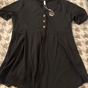 Pink Blush Maternity Black Button-Front Top